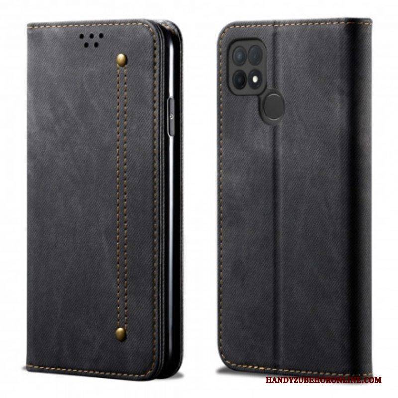 Schutzhülle Für Oppo A15 Flip Case Kunstleder-jeans-textur