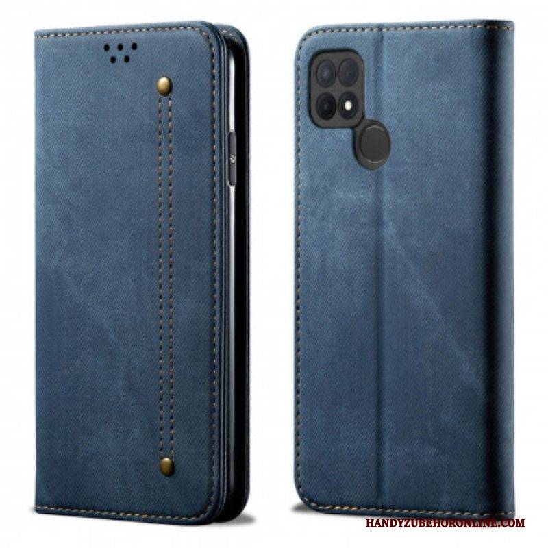 Schutzhülle Für Oppo A15 Flip Case Kunstleder-jeans-textur