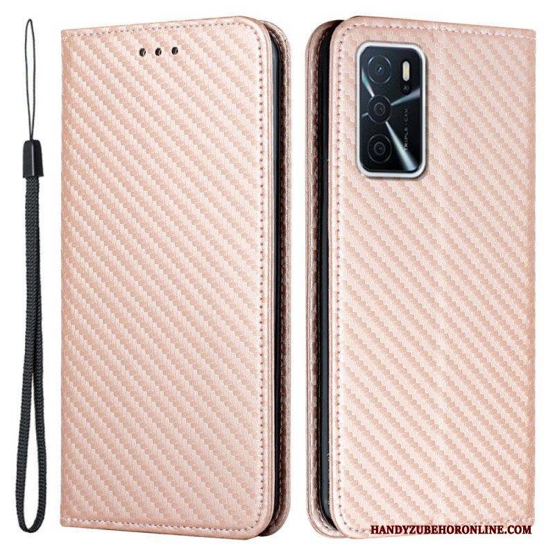 Schutzhülle Für Oppo A16 / A16s Mit Kordel Flip Case Kohlefaserarmband