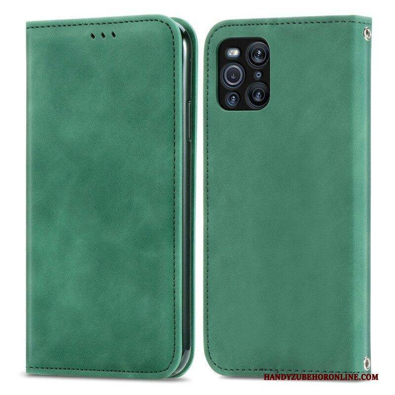 Schutzhülle Für Oppo Find X3 Pro Flip Case Vintage-kunstleder