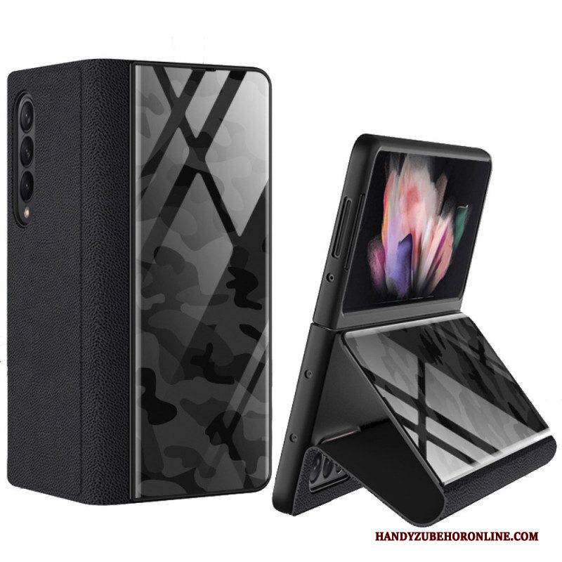 Schutzhülle Für Samsung Galaxy Z Fold 3 5G Flip Case Tarnfarbenes Gehärtetes Glas