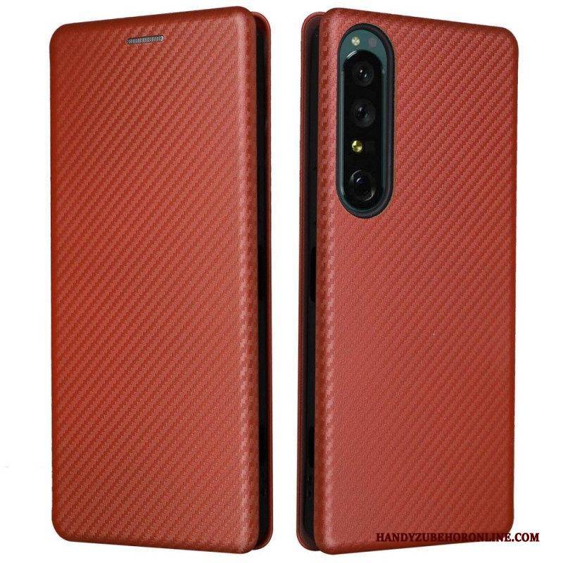 Schutzhülle Für Sony Xperia 1 IV Flip Case Kohlefaser-textur