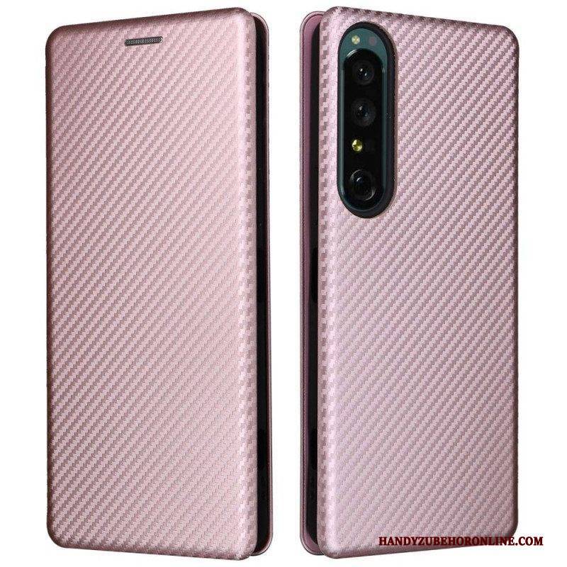 Schutzhülle Für Sony Xperia 1 IV Flip Case Kohlefaser-textur