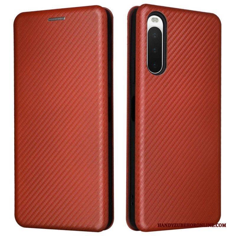 Schutzhülle Für Sony Xperia 10 IV Flip Case Kohlefaser-textur