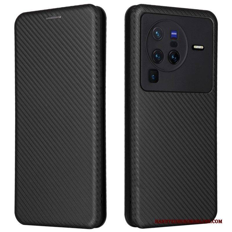 Schutzhülle Für Vivo X80 Pro Flip Case Farbige Kohlefaser