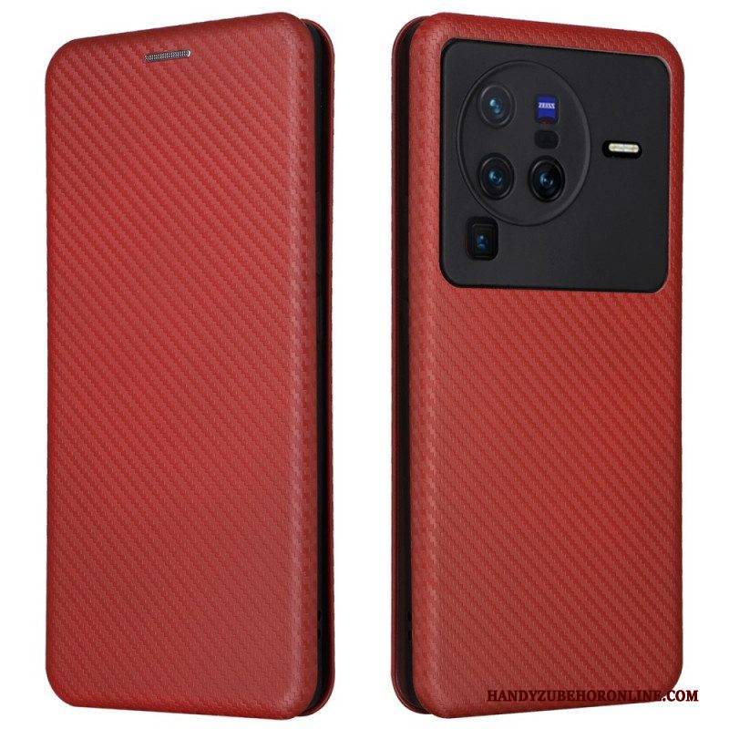 Schutzhülle Für Vivo X80 Pro Flip Case Farbige Kohlefaser