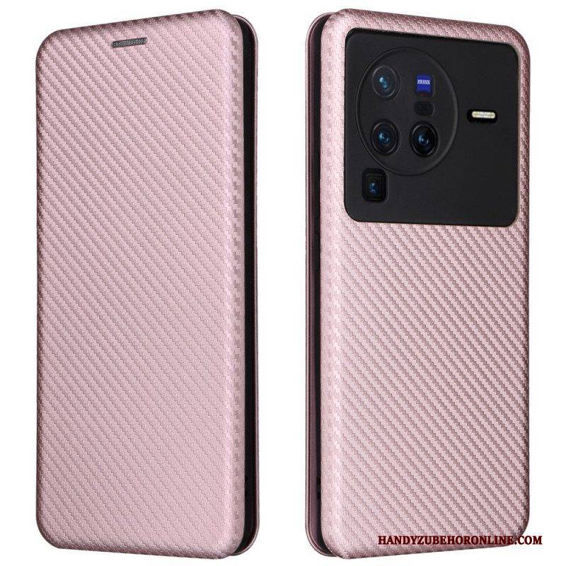 Schutzhülle Für Vivo X80 Pro Flip Case Farbige Kohlefaser