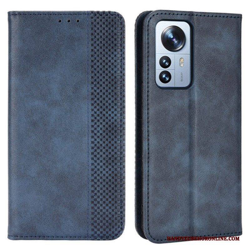 Schutzhülle Für Xiaomi 12 Pro Flip Case Stilisierter Vintage-ledereffekt