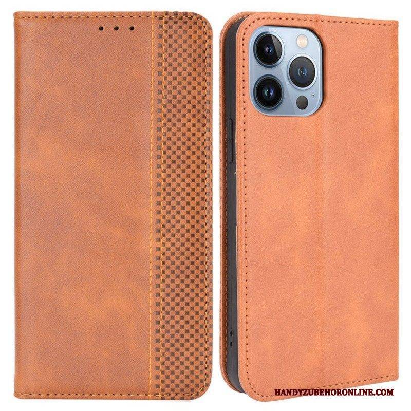 Schutzhülle Für iPhone 14 Plus Flip Case Stilisierter Vintage-ledereffekt