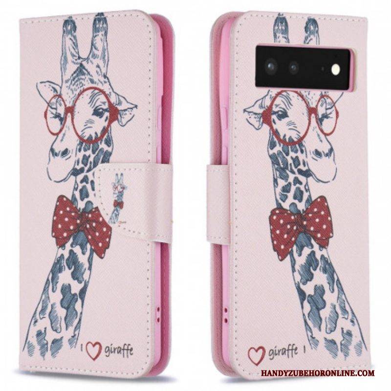 Flip Case Für Google Pixel 6 Kluge Giraffe