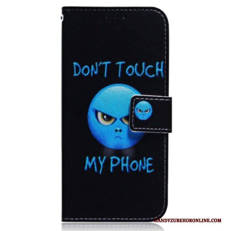 Flip Case Für OnePlus Nord 2T 5G Mit Kordel Emoji Don't Touch My Phone Lanyard