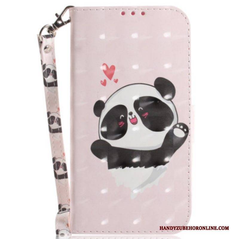 Flip Case Für Oppo Reno 8 Pro Panda Love Mit Schlüsselband