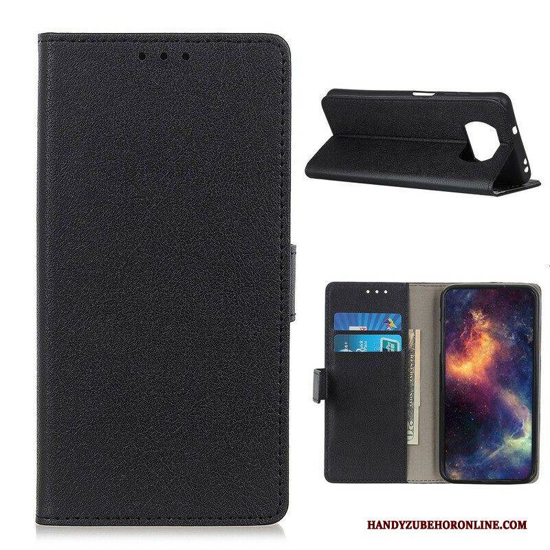 Flip Case Für Poco X3 / X3 Pro / X3 NFC Einfacher Glänzender Ledereffekt