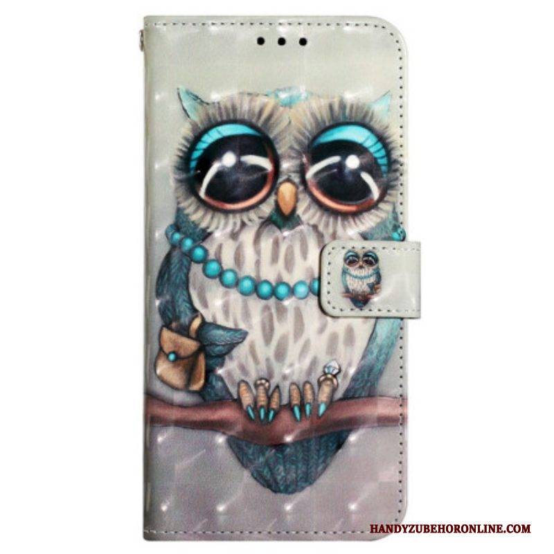 Flip Case Für Poco X4 Pro 5G Mit Kordel Miss Owl Mit Riemen