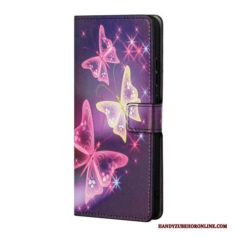 Flip Case Für Samsung Galaxy A13 5G / A04s Schmetterlinge Und Blumen