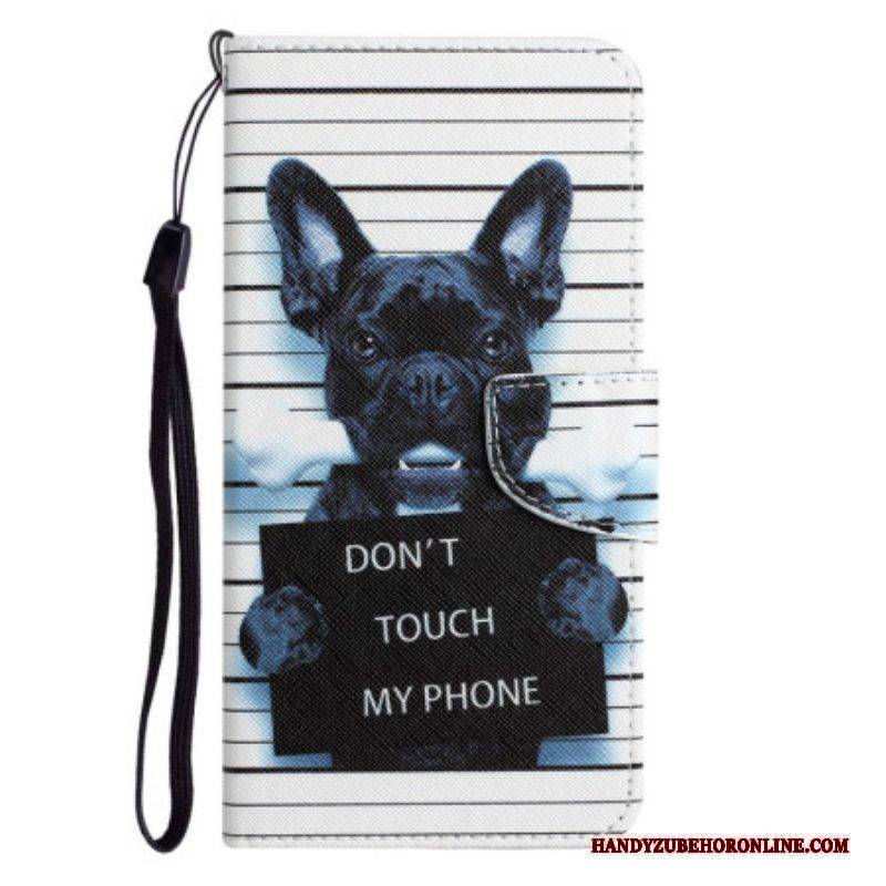 Flip Case Für Samsung Galaxy A14 / A14 5G Mit Kordel Hund Nicht Berühren Mit Lanyard