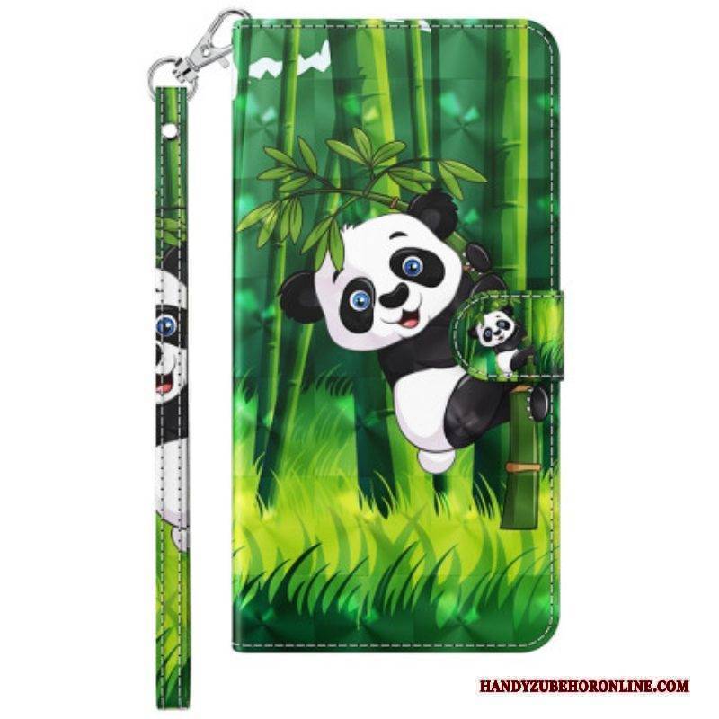 Flip Case Für Samsung Galaxy A14 / A14 5G Panda-bambus