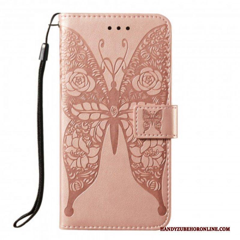 Flip Case Für Samsung Galaxy A52 4G / A52 5G / A52s 5G Schmetterlingsblumenmuster