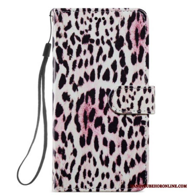 Flip Case Für Samsung Galaxy A54 5G Mit Kordel Riemchen-leoparden-stil