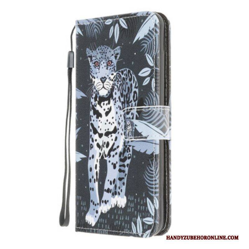 Flip Case Für Samsung Galaxy M12 / A12 Mit Kordel Riemchen-leopard