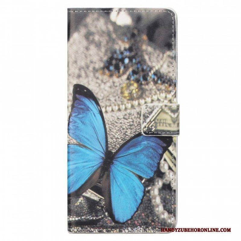 Flip Case Für Samsung Galaxy M23 5G Blauer Schmetterling