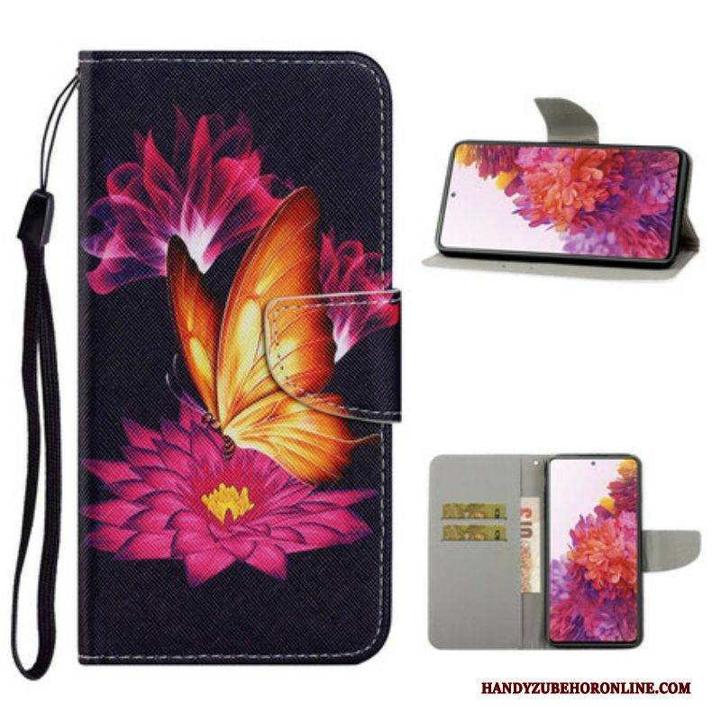 Flip Case Für Samsung Galaxy S20 FE Schmetterling Und Lotus