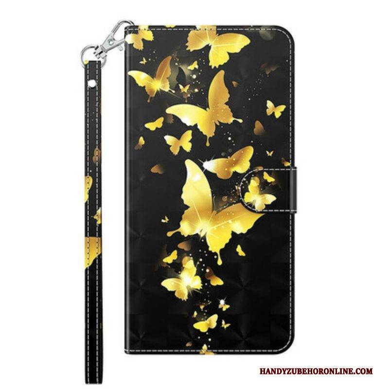 Flip Case Für Samsung Galaxy S21 FE Gelbe Schmetterlinge