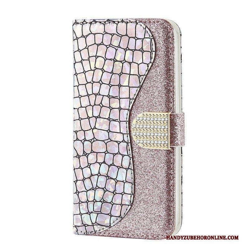 Flip Case Für Samsung Galaxy S21 FE Krokodildiamanten