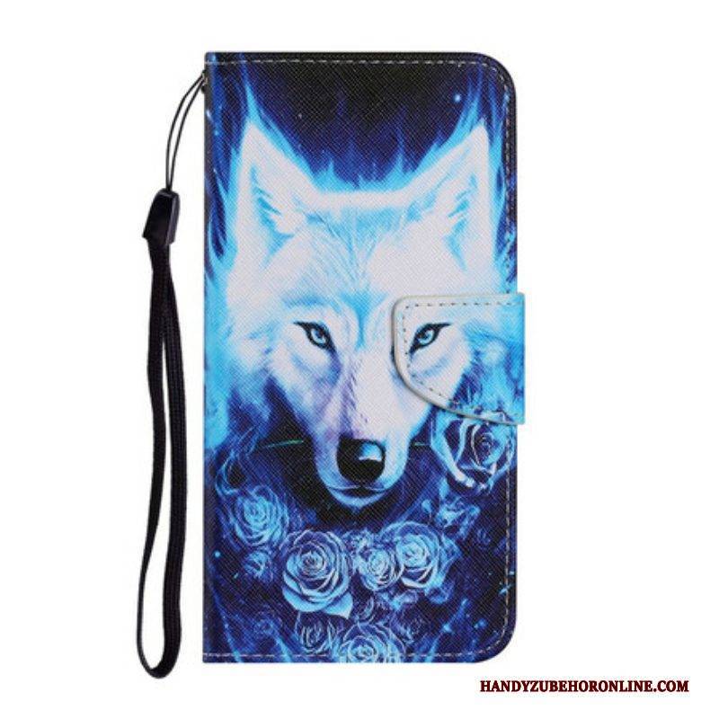 Flip Case Für Samsung Galaxy S21 FE Weißer Wolf