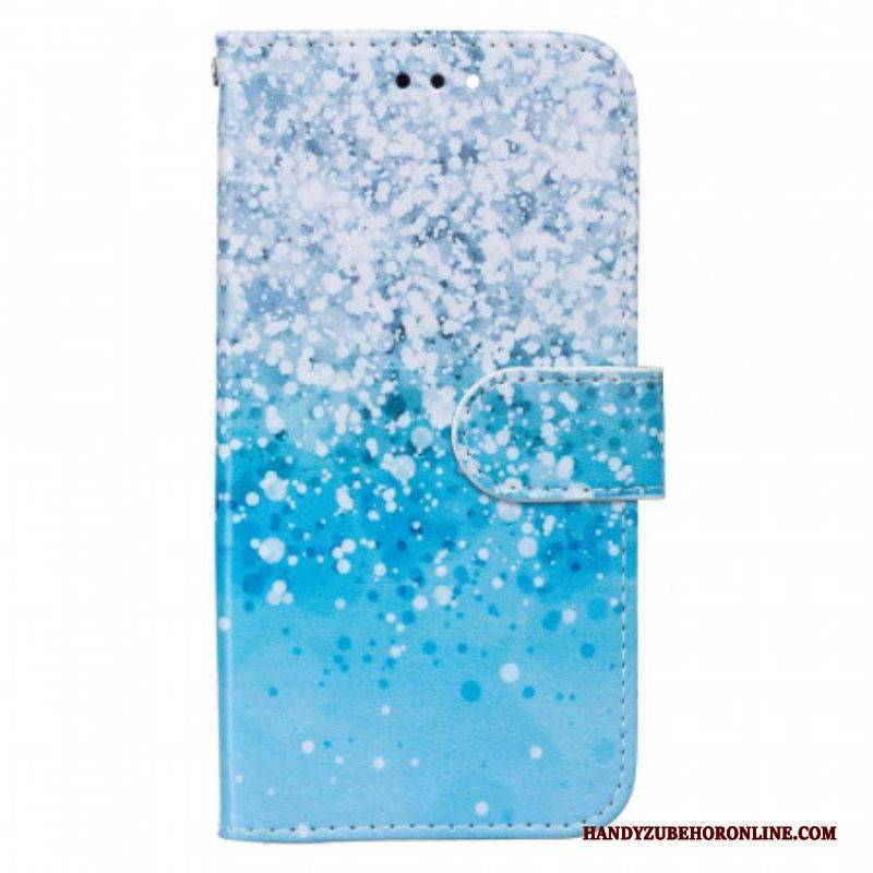 Flip Case Für Samsung Galaxy S22 Plus 5G Blauer Glitzerverlauf