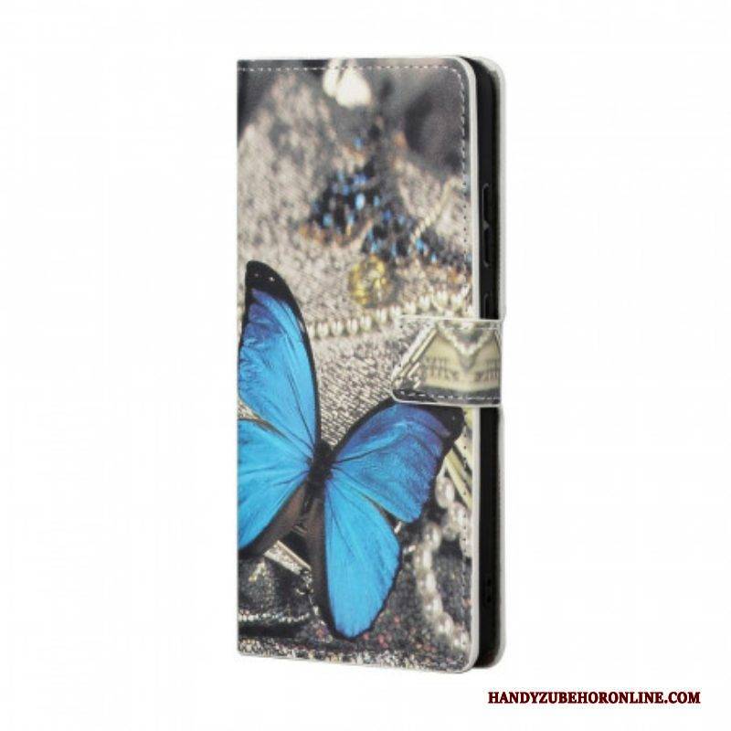 Flip Case Für Samsung Galaxy S22 Plus 5G Schmetterling Prestige Blau