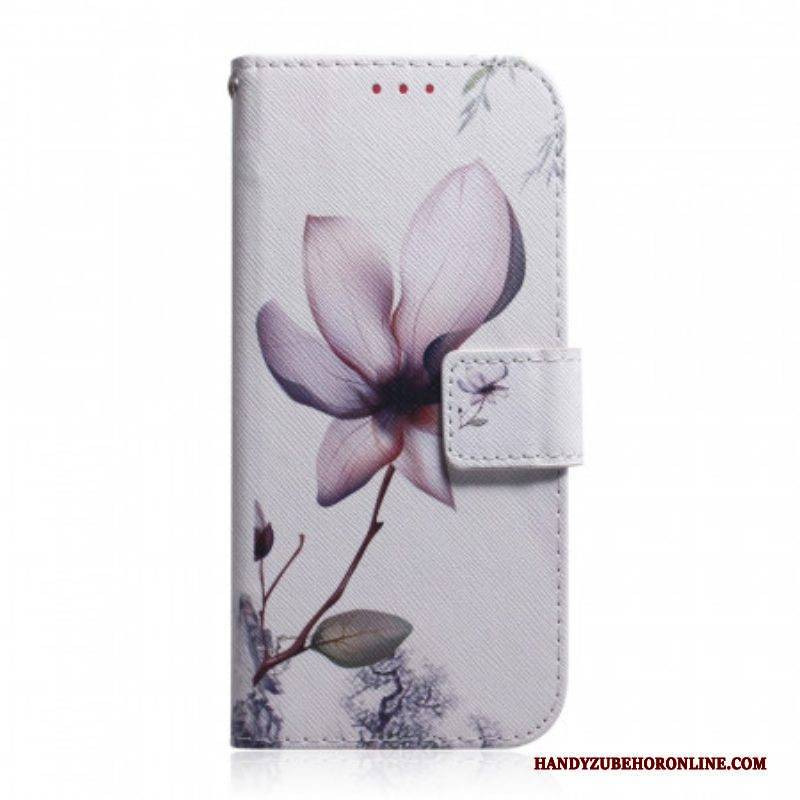 Flip Case Für Samsung Galaxy S22 Ultra 5G Blume Staubiges Rosa