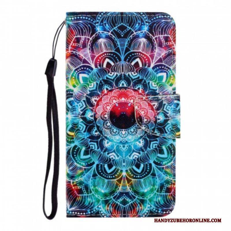 Flip Case Für Samsung Galaxy S22 Ultra 5G Mit Kordel Auffälliges Riemchen-mandala