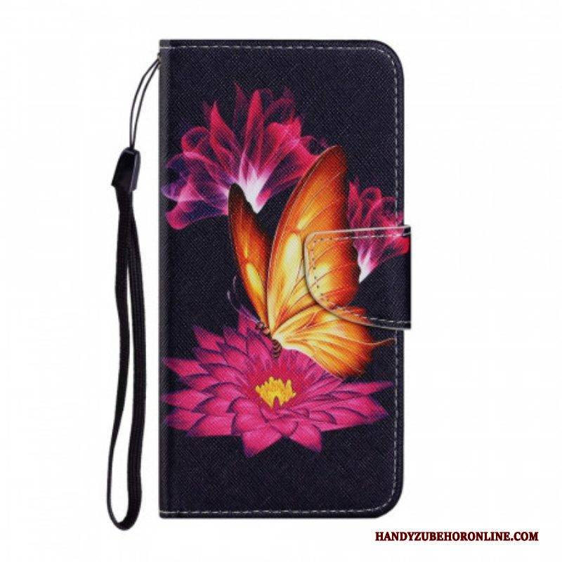 Flip Case Für Samsung Galaxy S22 Ultra 5G Schmetterling Und Lotus