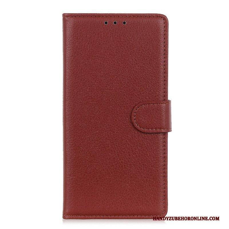 Flip Case Für Samsung Galaxy S22 Ultra 5G Traditionelles Litschi-leder