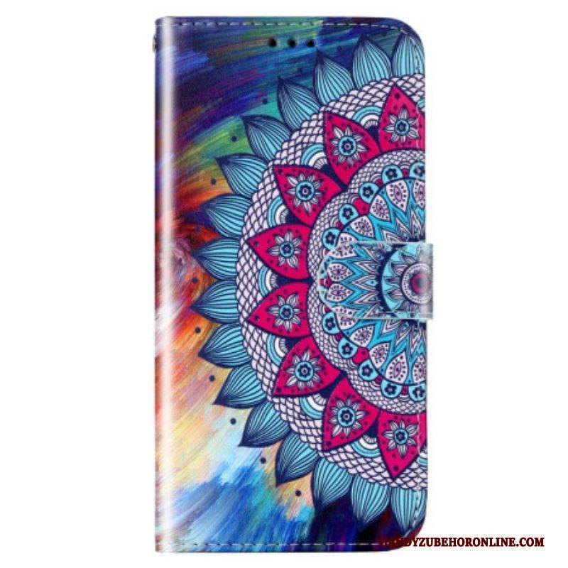 Flip Case Für Samsung Galaxy S23 5G Mit Kordel Buntes Riemchen-mandala