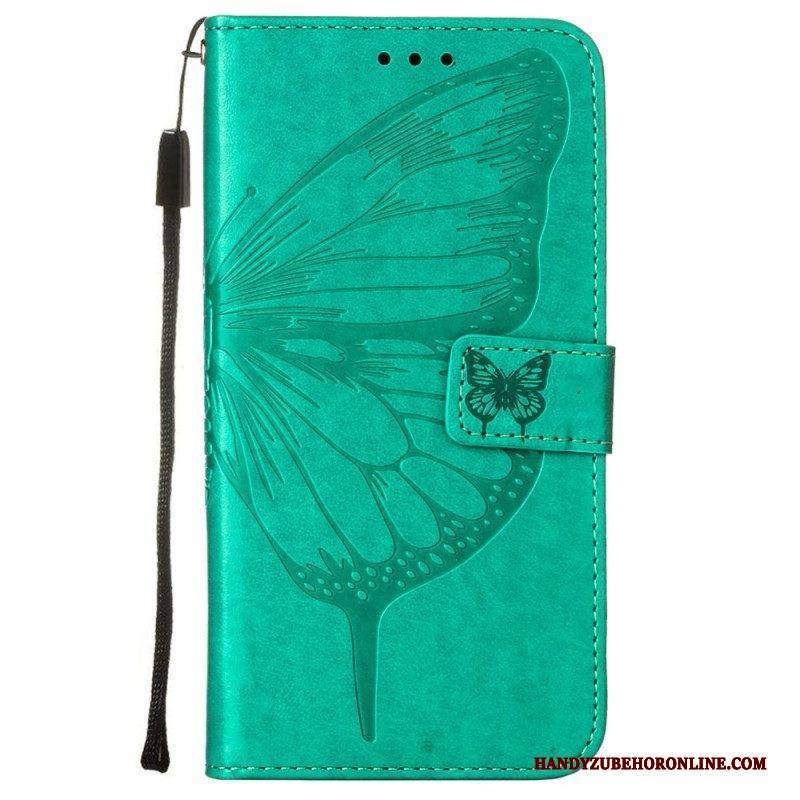 Flip Case Für Samsung Galaxy S23 Plus 5G Mit Kordel Barocker Riemchenschmetterling