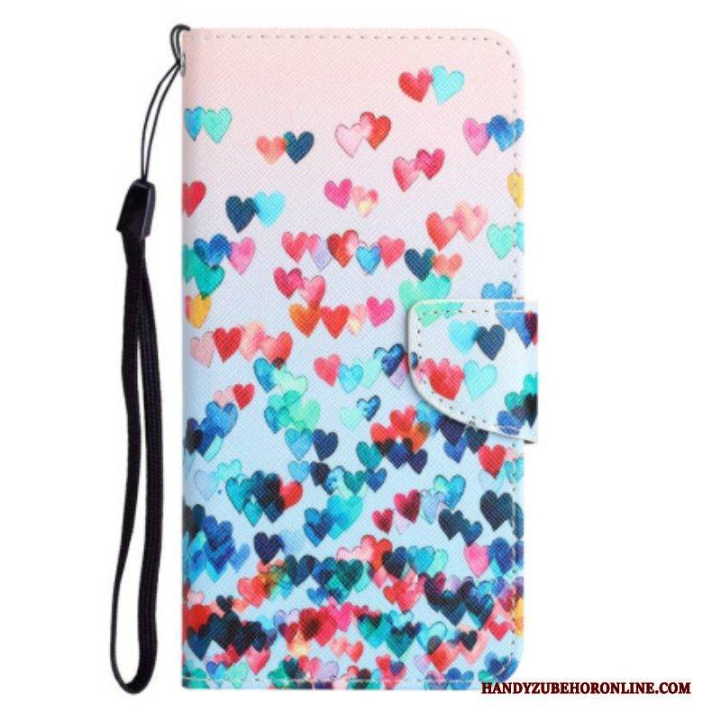 Flip Case Für Samsung Galaxy S23 Plus 5G Mit Kordel Nur Strappy Hearts