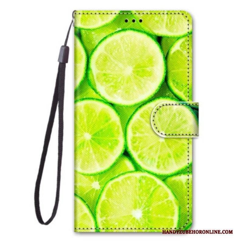 Flip Case Für Xiaomi 12 / 12X Mit Kordel Limettenstreifen