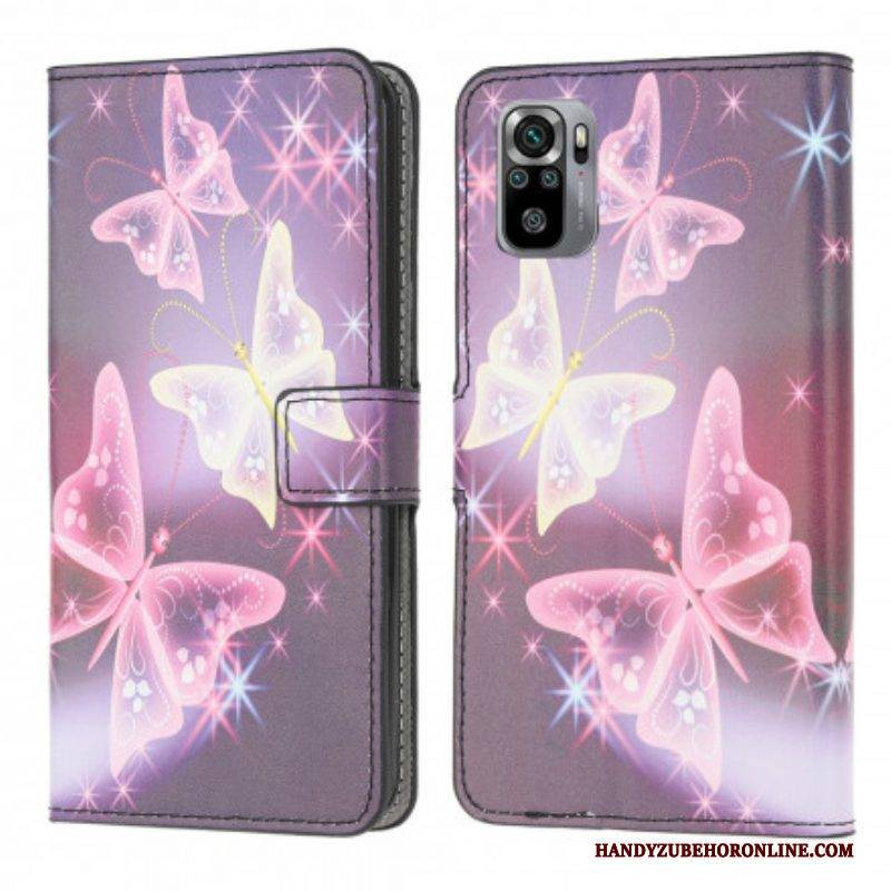 Flip Case Für Xiaomi Redmi Note 10 / 10S Schmetterlinge Und Blumen