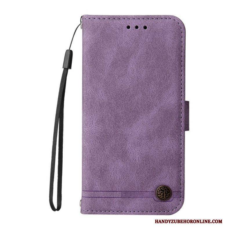 Flip Case Für Xiaomi Redmi Note 10 Pro Nieten Und Riemen Aus Kunstleder