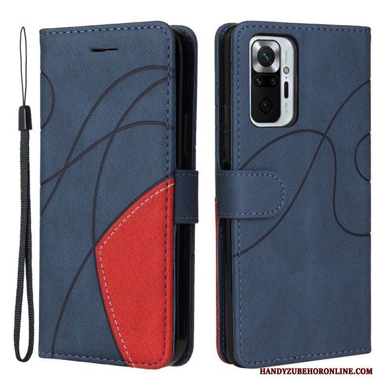 Flip Case Für Xiaomi Redmi Note 10 Pro Zweifarbiges. Charakteristisches Kunstleder