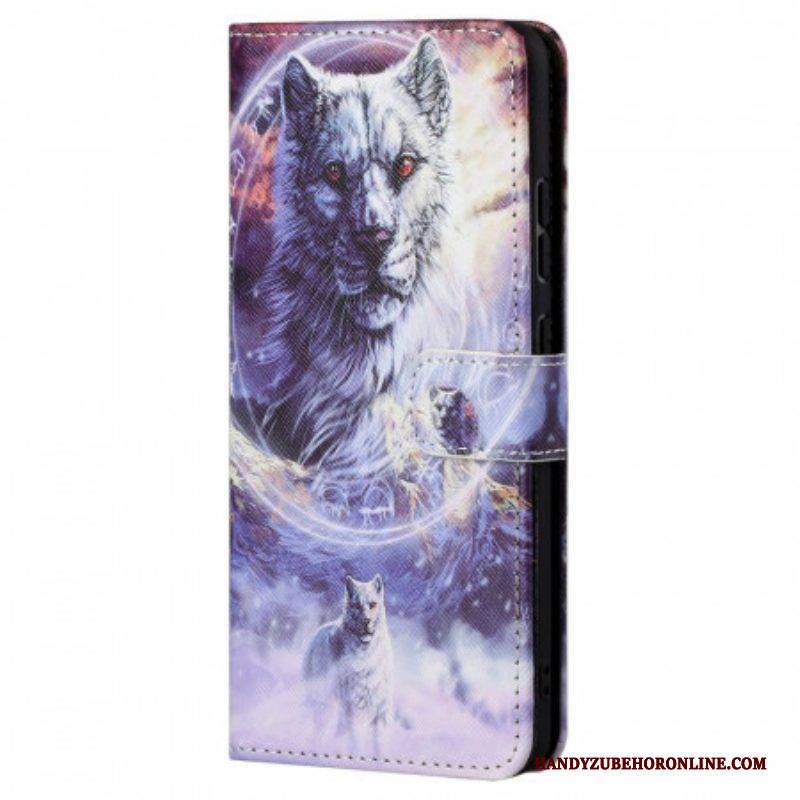 Flip Case Für Xiaomi Redmi Note 11 / 11S Wolf Im Winter Mit Schlüsselband