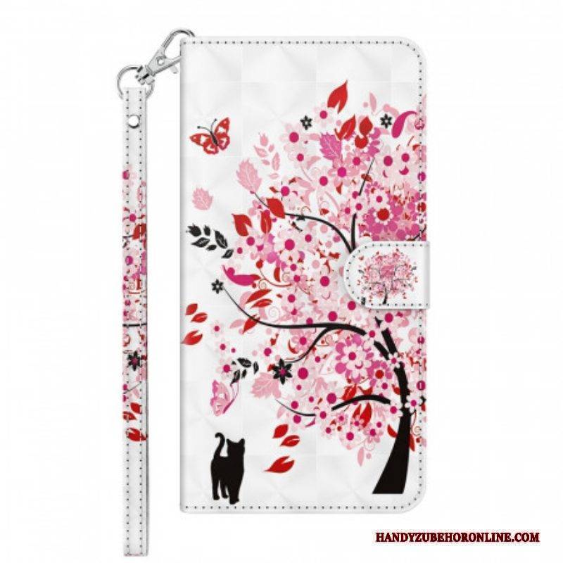 Flip Case Für Xiaomi Redmi Note 11 Pro / 11 Pro 5G Rosa Baum Und Schwarze Katze