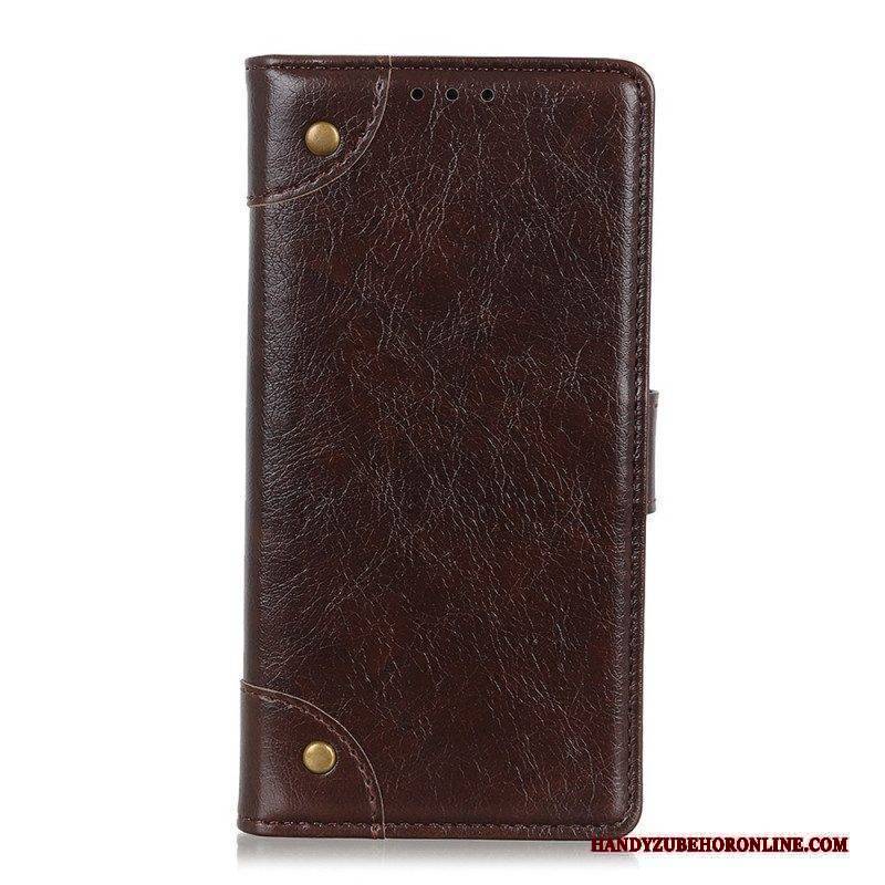 Flip Case Für Xiaomi Redmi Note 11 Pro / 11 Pro 5G Stil: Nappaleder Mit Vintage-nieten