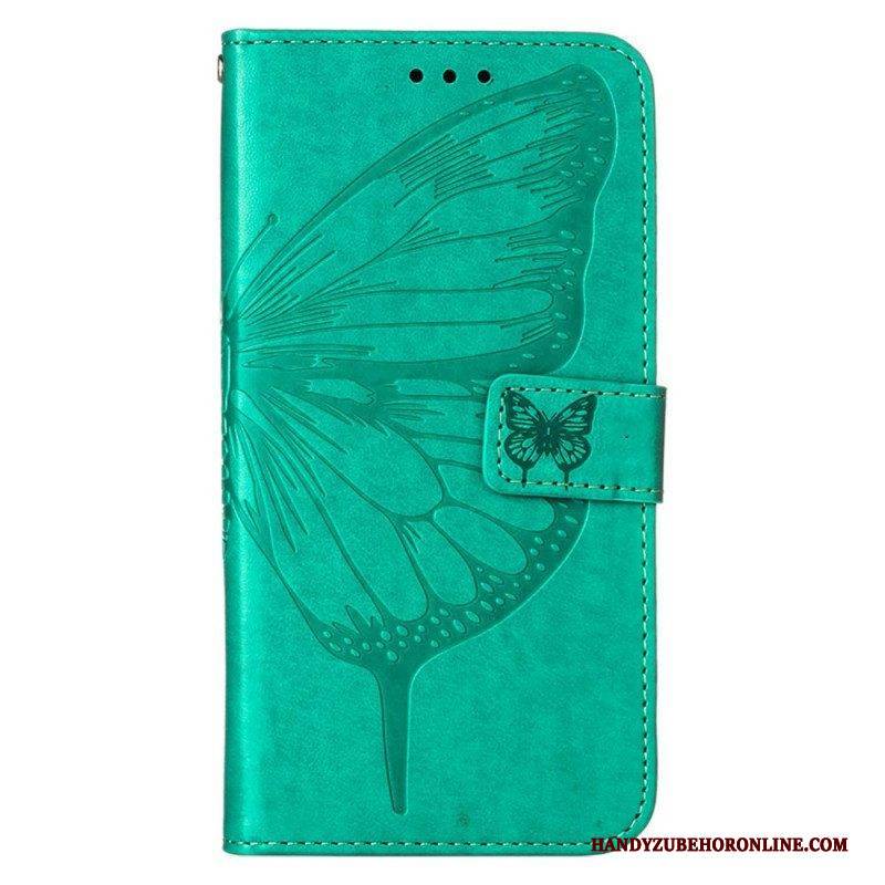 Flip Case Für Xiaomi Redmi Note 11 Pro Plus 5G Schmetterlingsdesign Mit Umhängeband