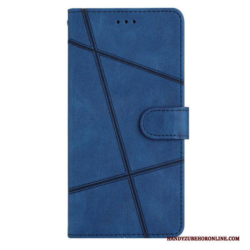 Flip Case Für Xiaomi Redmi Note 12 4G Mit Kordel Riemchen-geometrisch