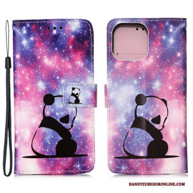 Flip Case Für iPhone 13 Mini Panda-galaxie