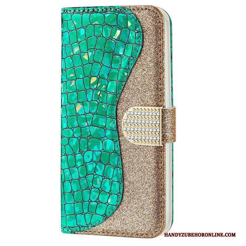 Flip Case Für iPhone 13 Pro Max Krokodildiamanten