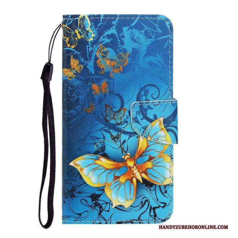 Flip Case Für iPhone 13 Pro Mit Kordel Variationen Von Schmetterlingsriemen